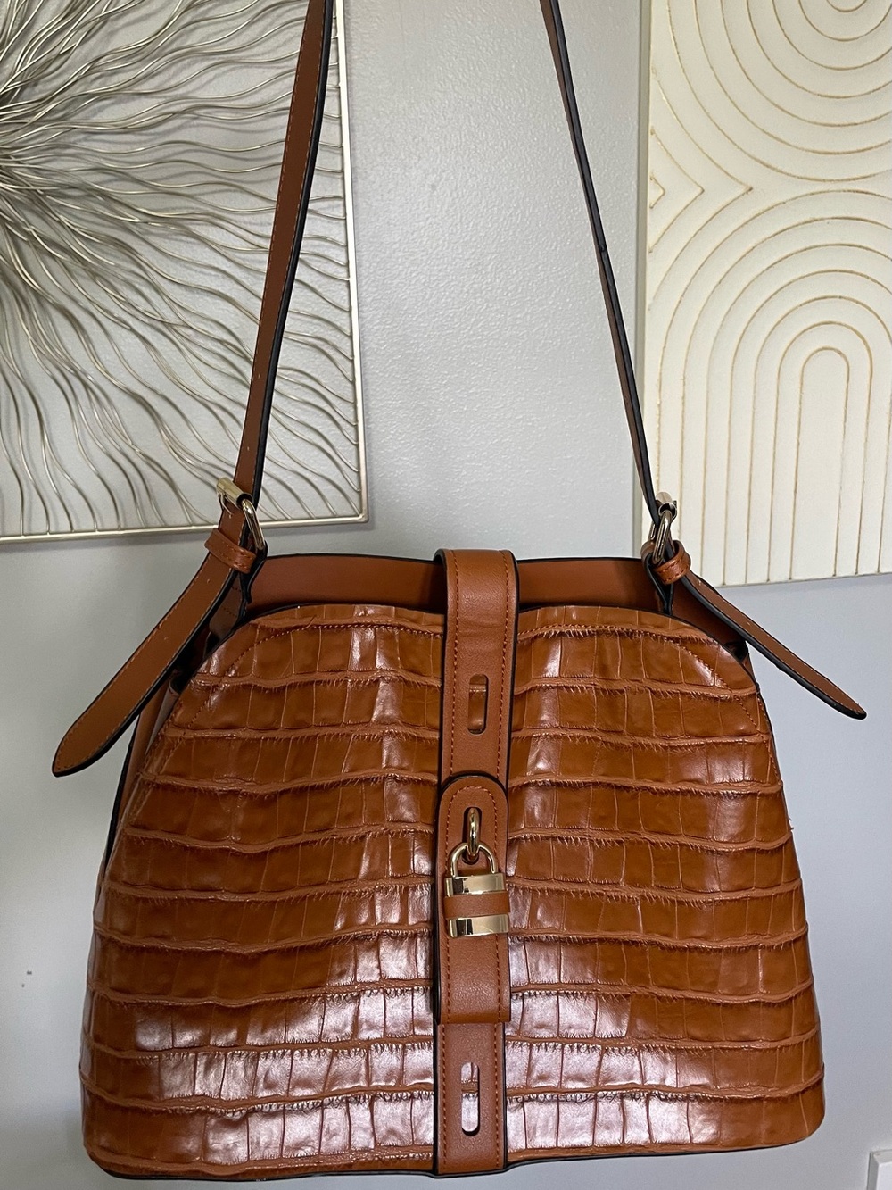 Alyssa Brown Vegan Shoulder Bag with Belt Style Adjustable Strap